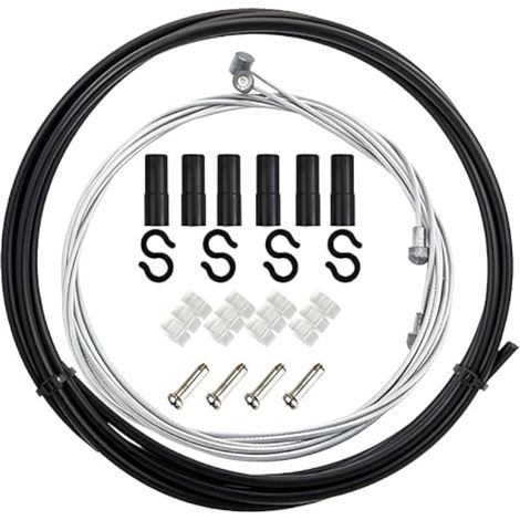 Kit de câbles de vélo, Boîtier de Câble de Frein Vélo, Freins de Vélo Universels, Câbles et Gaines de Frein de Vélo, Cable Frein pour VTT et vélo de route VTT (noir) (1/5)