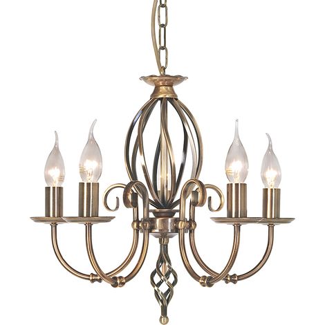 Lampadario Elstead Artisan ottone anticato 5xE14 60W (1/4)