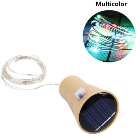 2M 20LEDS Multicolore Guirlande solaire LED avec bouchon de bouteille de vin en liège, fil de cuivre, 8LED, 1 (1/4)