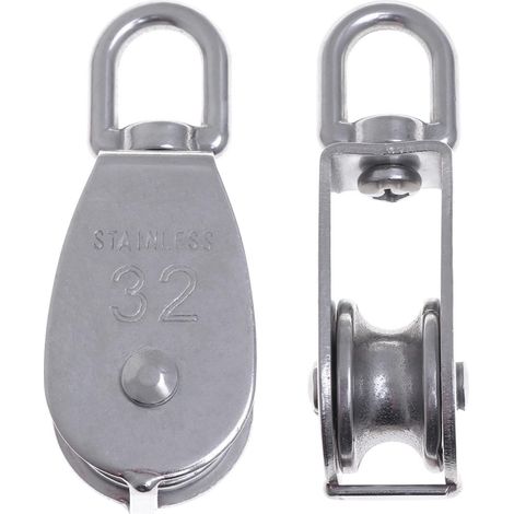 Poulie en Acier Inoxydable 32 Mm Seul Dérivage, Galet Solide en Acier 304 pour Levage et Manutention, Capacité Maximale 250 Kg (1/5)