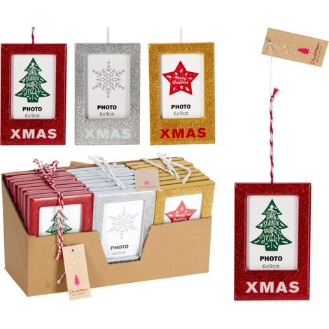 Pendente natalizio portafoto 8 x 12 cm modello assortito PERAGA CHRISTMAS