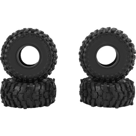 4 Pièces Pneus RC 1.9 Pouce en Caoutchouc avec Mousse Intégrée pour Voiture Tout-Terrain 1/10 SCX10 - Noir (1/5)