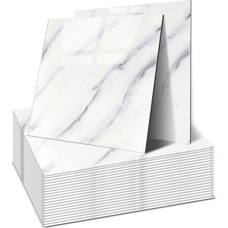 Lot de 22 stickers muraux autocollants, Peel and Stick Tiles 30 x 30 cm, imperméables et anti-taches, découpables, 7 couleurs, pour salle de bain, cuisine, salon (1/5)