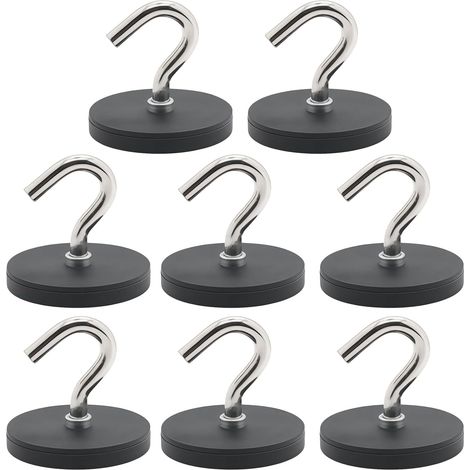 Set mit 8 extra starken Neodym-Magnethaken (D43, M6), große runde Magnete mit Haken für Spindorganizer, Magnethaken