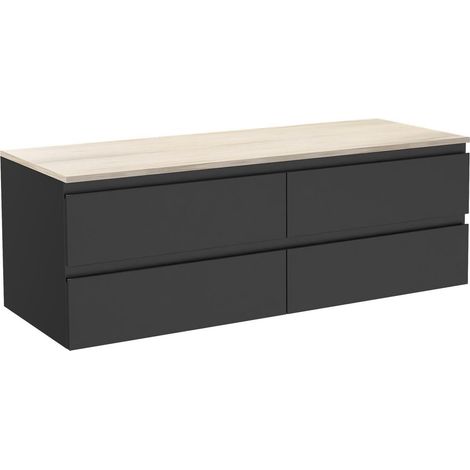 SORRENTO Doppelwaschtisch 120cm hängend - Holzoptik Arbeitsplatte