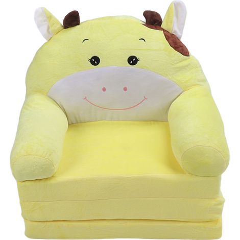 Canapé pliant enfant 2-en-1 convertible canapé-lit jaune vache 3 couches (1/5)
