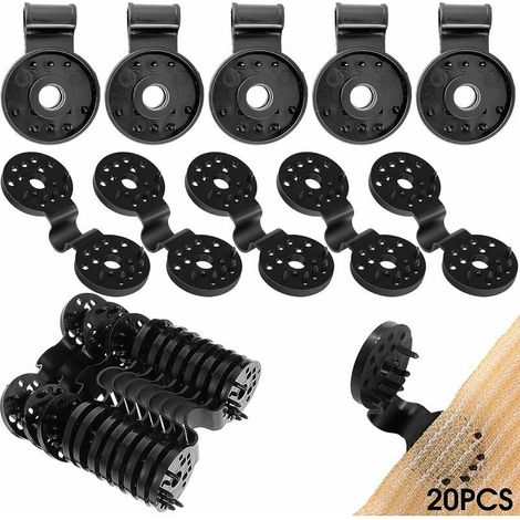 Pare-Soleil Net Clips Clamp, 20 Pièces Clips De Fixation pour Filet De Dissimulation Et Ombrage, Clip Spécial avec œillet, pour Toile De Clôture, Filet D'ombrage, Tissu Coupe-Vent, (1/5)