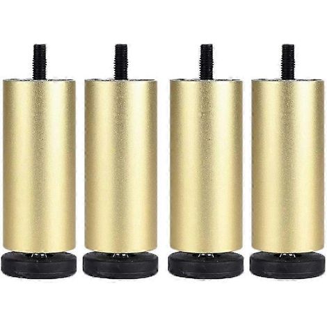 Quatre patins de rehausse de pieds de meubles de 12 cm, compatibles avec les machines à laver/réfrigérateurs/canapés/armoires, couleur or. (1/5)