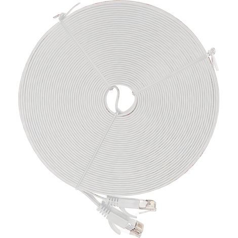 Câble réseau Gigabit de 20 m (66 pieds) avec ports RJ45, 1000 Mbps, CAT6, blanc, pour routeurs et ordinateurs portables. (1/4)