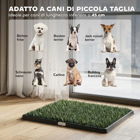 Tapis chien plateau herbe synthétique 63x50,5 cm vert, avec bac pour pipi, surface antidérapante et lavable (1/5)