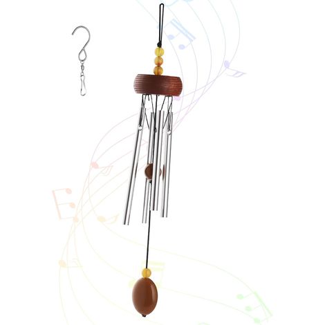 Mini Carillon à Vent 28cm, Métal Haut de Gamme, 4 Tubes Alu, Rouge, Décoration Intérieur/Extérieur (1/4)