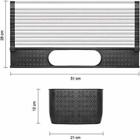 pair Egouttoir Vaisselle en Acier Inoxydable avec Porte-Couverts: 20'' x 11'' Grand Séchoir pour Égouttoir D'évier de Cuisine + Petit Coussin Isolant pour Table à Manger (egouttoir Gris) (1/3)