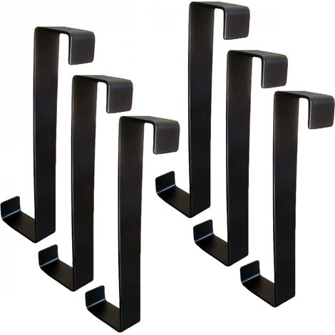 Lot de 6 crochets porte manteaux pour porte en fer galvanisé - Noir - Vivezen (1/4)