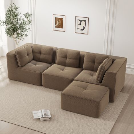 sofá esquinero modular de pana marrón OKMYHOME (1/5)