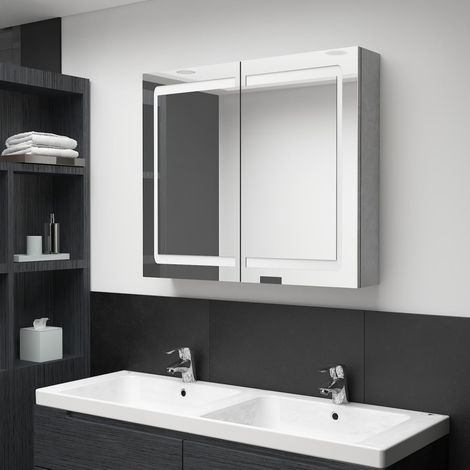 LED-Spiegelschrank fürs Bad Betongrau 80x12x68 cm