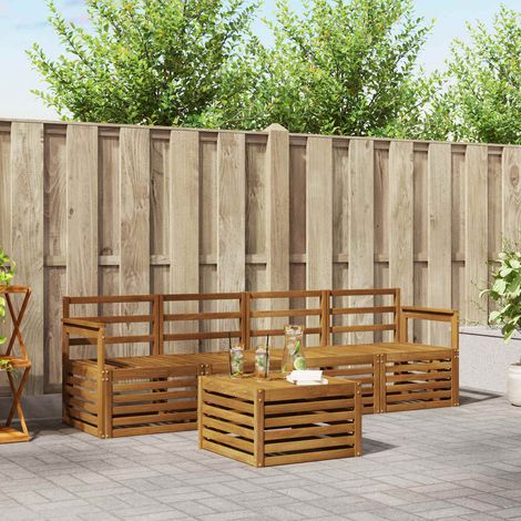 vidaXL Set divani 5 pcs Naturale Legno di Acacia Massello
