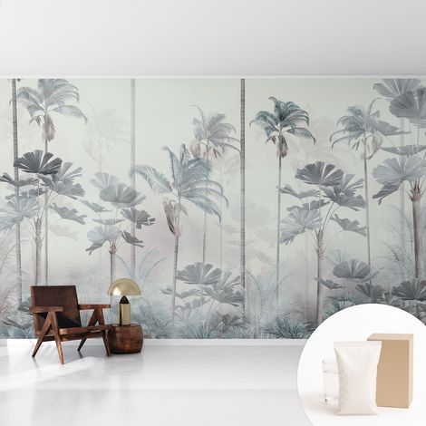 Tapete Vliestapete mit Kleber modern Wohnzimmer - Wanddeko Schlafzimmer - Tapete mit Motiv Tropische Landschaft 416x254 cm (1/5)