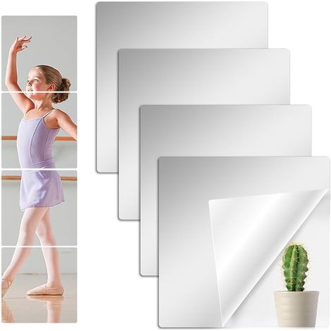 Miroir Mural Autocollant 20 x 20 CM, Miroir Adhesif Mural Flexible Miroir a Coller Acrylique Mirroir Murale Decoratif pour Chambre, Porte, Salle de Bain, Salon (1/5)