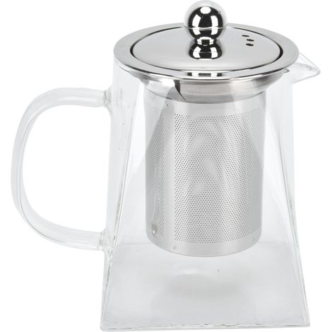 550-ml-Teekanne aus Klarglas mit herausnehmbarem Edelstahlfilter (304) für Zuhause und Büro (1/5)