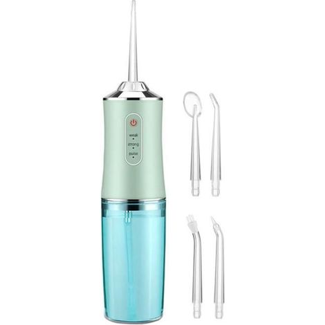 Pulvérisateur d’eau dentaire outil de nettoyage oral portatif, irrigateur de soie dentaire à 3 engrenages -Vert (1/4)