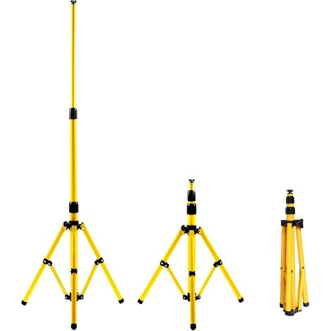 Trépied pour projecteur de Chantier, Hauteur Réglable Trépied en acier Jaune, Lampe de Travail, Partie de support pour 1 projecteurs (1/5)