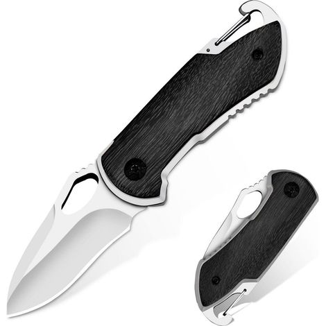 Klappmesser mit Holzgriff, Jagd Camping Taschenmesser, Einhandmesser Outdoor Mini