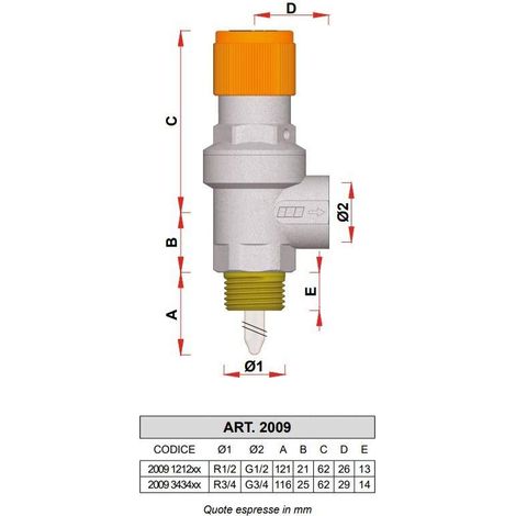 FAR 2009 Valvola Sicurezza Combinata Cromata Ø1/2" Maschio X 1/2" Femmina 6Bar - 2009 121260