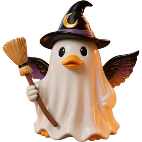 Ghost Skulptur, dekorative Harzfigur, Ente mit Hexenhut für Halloween – perfekt für Halloween (1/5)