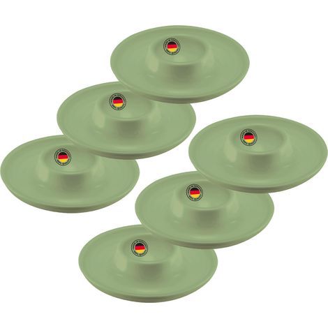 6 Coquetiers, ronds, 10 cm plus 6 Cuillères à oeufs 14,5cm, Plastique, vert menthe, 206222E8