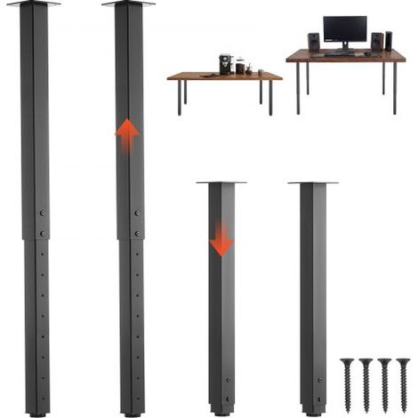 Tischbeine 4er-Set, Möbelfüße 60–100cm Höhenverstellbar, Tischfüße Max. 544 kg, Teleskopbein aus Kohlenstoffstahl, für Schreibtische, Couchtische, Esstische, Werkbänke, Quadratisch (1/5)