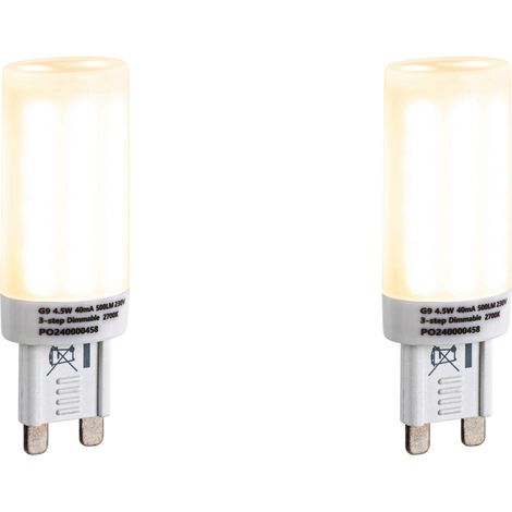 2er Set G9 3-Stufen dimmbarer LED-Lampen Opal 4,5W 500lm 2700K