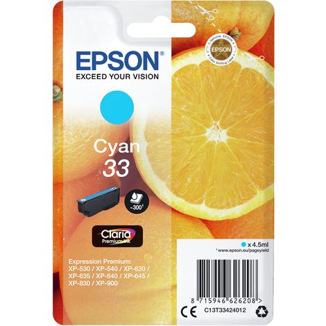 Epson Oranges C13T33424022 cartouche d'encre 1 pièce(s) Original Cyan (1/3)