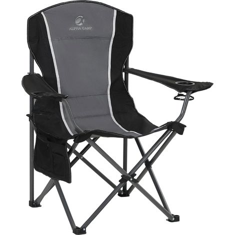 Chaise de Camping Pliable - 1 Unité - Acier et Tissu Oxford - Support 160 kg avec Rangement - Extérieur et Jardin - 93x60x110 cm (1/5)