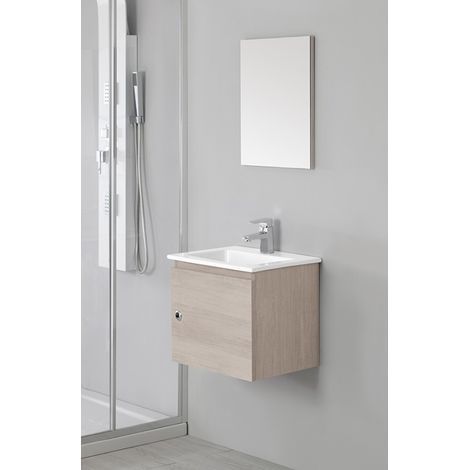 Mobile da bagno sospeso 50cm rovere chiaro con anta Si50 Feridras (1/5)