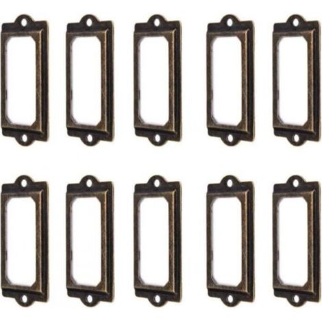50Pcs porte-étiquette 60 x 18 mm métal bronze vintage porte-étiquette porte-cartes bibliothèque tiroir armoire (1/5)