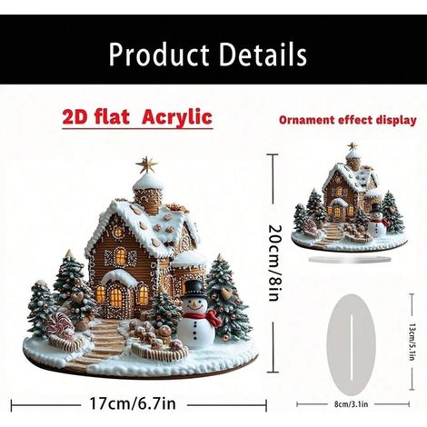 Une décoration de maison en pain d'épice plate en 2D, idéale pour décorer une table pendant les fêtes. (1/5)