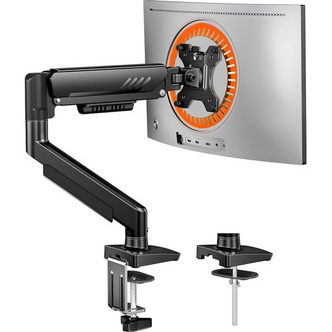 Support Ecran PC pour Écrans 13-34 Pouces [Version Améliorée - Fini l'Affaissement] Bras Ecran PCà Montage Rapide jusqu'à 9kg, avec Gestion de Câbles pour Bureau et Gaming, VESA 75 & 100 mm (1/5)