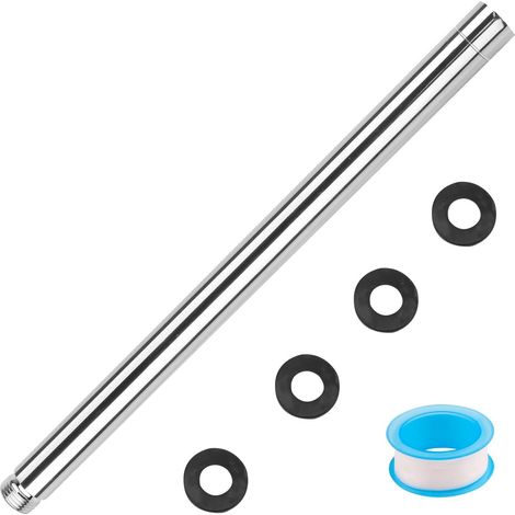 Extension de Bras de Douche en Acier Inoxydable de 30 cm avec Filetage G1/2, Rallonge de Pomme de Douche pour Salle de Bain et Piscine, Argenté