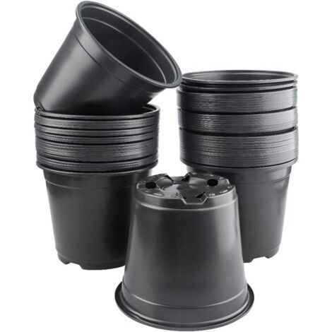 Lot de 50 Pots de Fleurs en Plastique de 15 cm pour semis de Jardinage (Noir) (1/5)
