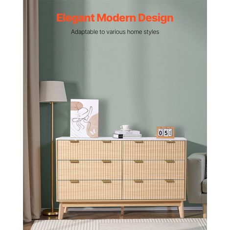 Commode à 6 tiroirs, meuble de rangement en bois avec système coulissant et anti-basculement, style minimaliste moderne, organisate… (1/5)