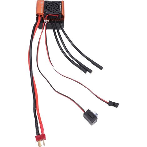 ESC sans Balais 60A pour Voiture Camion Chenille /10/12 RC - Contrôleur de Vitesse électrique 2S-3S avec Prise en T et Connecteur XT60 - ESC en Alliage d'aluminium Orange (1/5)