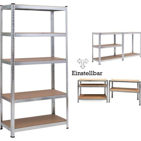 180x90x40cm Lagerregal Kellerregal Werkstattregal Schwerlastregal Einstellbar Regal bis 875 kg, Metall-Regal Regalsystem für Garage, Werkstatt, Speisekammer - Verzinkt