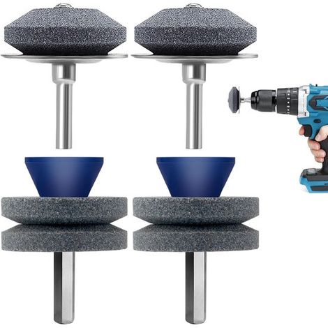 Affûteurs de lames de tondeuse 4 pièces – Affûteurs universels pour lames de tondeuse – Utilisables avec perceuse électrique – Outils de jardinage – Bleu (1/5)