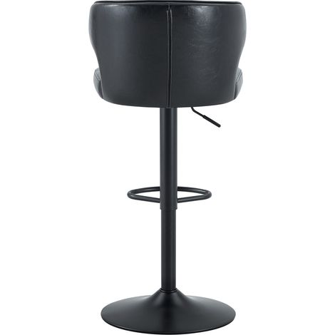 Set aus 2 schwarzen Barhockern aus PU mit Rückenlehne, höhenverstellbar, 360° drehbar (1/5)