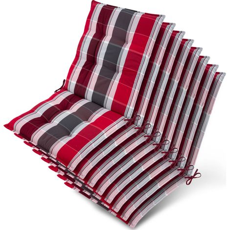 8x Niederlehner Sun-NL Auflage 105x50x8cm Rot-Anthrazit-Gestreift