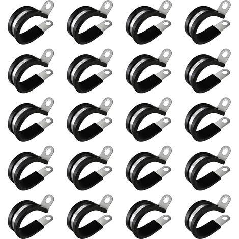 Colliers de Serrage en Caoutchouc Colliers de Fixation de Tubes P-Clips de Serrage Coussin Collier pour Tuyaux Doublés (25 mm) (1/5)