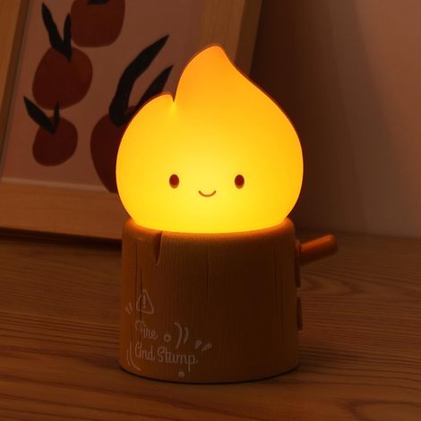 Mignonne Veilleuse Enfant, Veilleuse au Kérosène avec Mode Chaud et Mode Bougie, Dimmable, USB Rechargeable Lampes Veilleuse avec Minuteur, Lampe de Chevet pour Enfants/Adultes/Bebe (1/5)