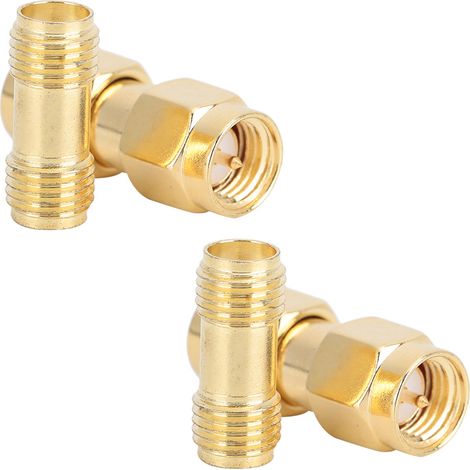 2 Pièces Connecteur SMA Mâle à Mâle Double Passage Doré, 2 Pièces Adaptateur SMA Femelle à Femelle Double Passage (1/5)