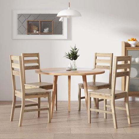 Vidaxl – Chaises à manger lot de 4 en bois d'acacia massif – Surface brossée – Dimensions 42x49x90 cm – Hauteur d'assise 45 cm – Capacité 110 kg (1/5)