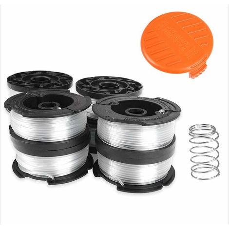 Lot de 8 bobines de fil pour tondeuse Black & Decker Bobines en nylon 9 m Ø 1,6 mm avec couvercle de bobine et ressort pour tondeuse Black+Decker (1/5)